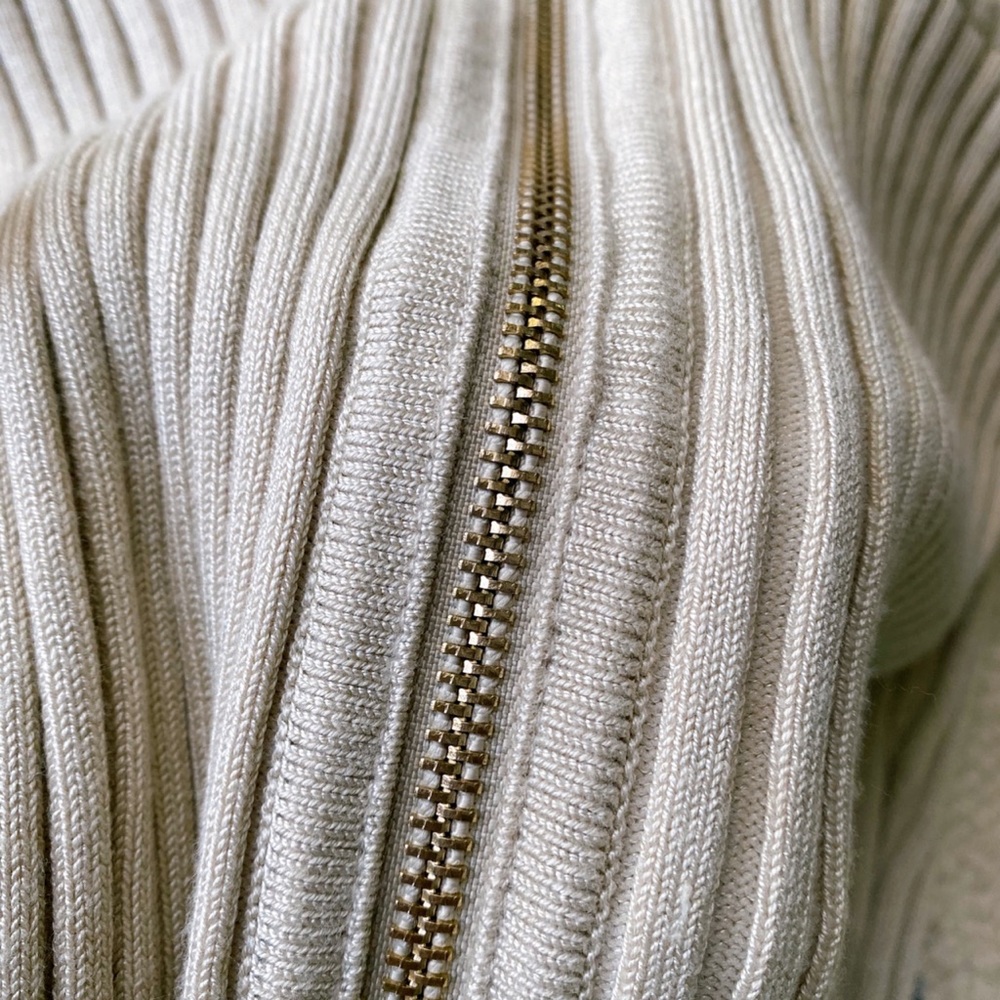 🍃 REHAB SAGE RIBBED CHUNKY ZIPPER OPEN SHOULDER BODYCON MIDI DRESS! - Picture 7 of 10